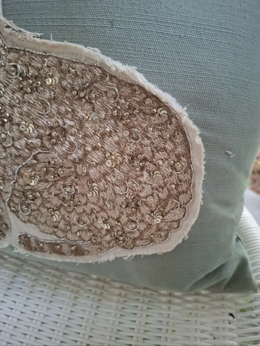 Pottery Barn Jeweled Bunny Decorative Pillow Sage Green